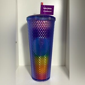 NWT Starbucks 2024 Sofie Birkin Collab. Rainbow Pride Studded Tumbler
